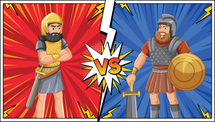 Obraz premium Epic Battle: Warriors Face Off