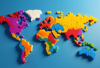 Colorful 3D World Map Puzzle