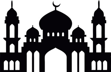 vector mosque silhouette icon illustration