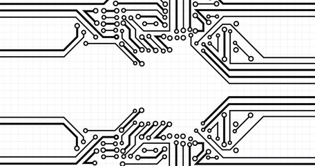 Obraz premium Microchip technology background. Abstract circuit, digital electronics scheme texture. Hardware motherboard, tech data recent vector pattern