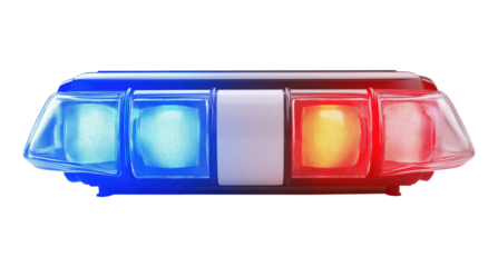 Blue and red police car light, isolated on a transparent background