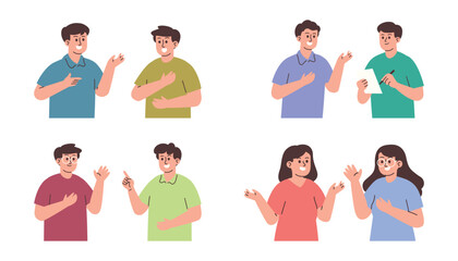 Set of Talking Character, Men are Talking Conversation