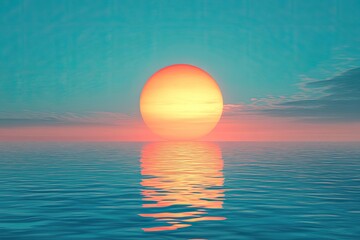 Obraz premium Sunrise/Sunset over Calm Ocean Horizon