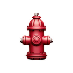 Bright Red Fire Hydrant Isolated on White Background with Details