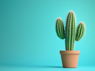 Fototapeta premium Mexican potted cactus isolated on solid background