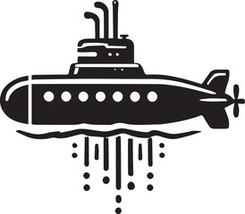 Obraz premium black Submarine vector illustration, black Submarine silhouette vector, Submarine logo vector, Submarine silhouette vector black and white