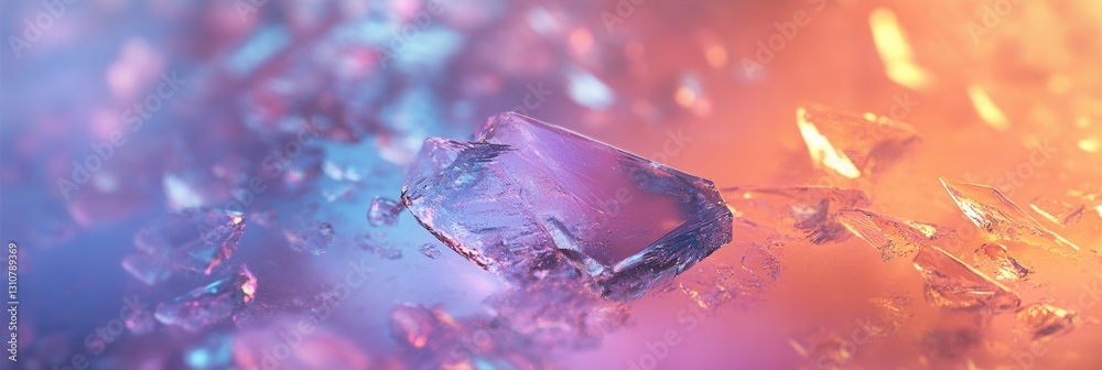 Fototapete Frozen ice crystals create an abstract frost effect with soft winter reflections and subtle luminescence in a vibrant winter landscape