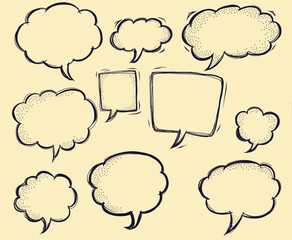 Fototapeta premium Hand-drawn Speech Bubbles on Yellow Background