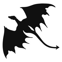Flying Dragon Silhouette. Flat Vector Illustration.