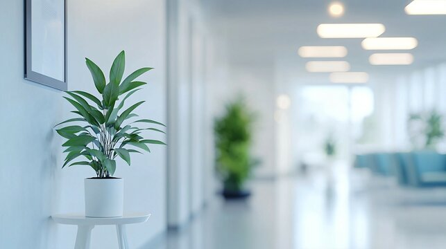 Modern office lobby with clean design, conveying simplicity and professionalism in a serene workspace.