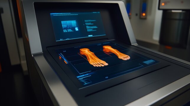Medical Scan of Feet on Machine in Futuristic Lab Setting