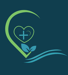 green heart with green leaves