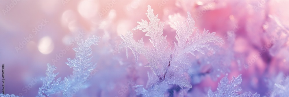 Fototapete delicate frost patterns and shimmering ice crystals create an abstract winter landscape at dawn with