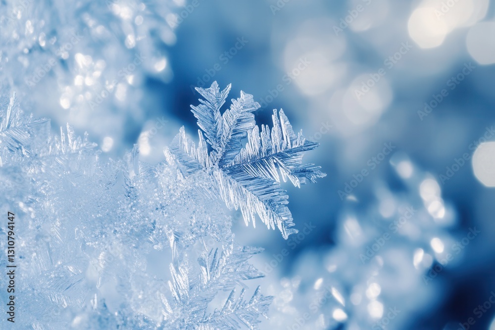 Leinwandbilder Frozen ice crystals create an abstract frost effect with soft reflections under winter light in a serene winter environment