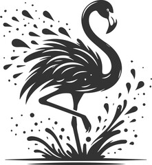 Fototapeta premium A flamingo shaking off water droplets animal vector