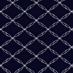 Fototapeta premium Traditional Japanese Sashiko Stitch Pattern on Dark Fabric Background