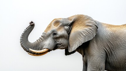 Obraz premium African Elephant Profile Against White Background