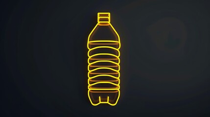 Minimalistic icon of a water bottle, outlined in clear yellow lines, appearing in