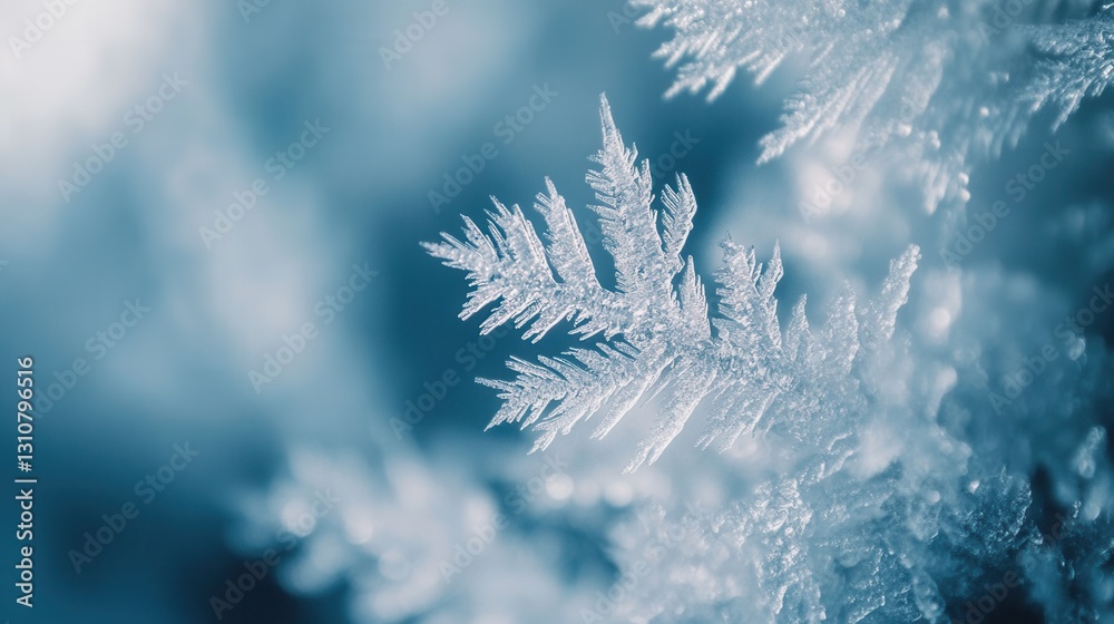 Poster delicate frozen ice crystals capture subtle reflections in an abstract frost aesthetic during a sere
