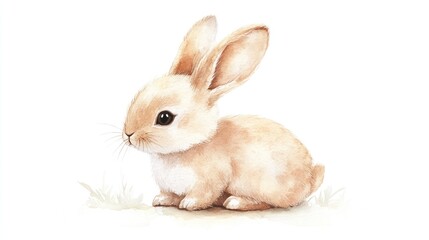 Obraz premium A charming watercolor painting of a small bunny rabbit