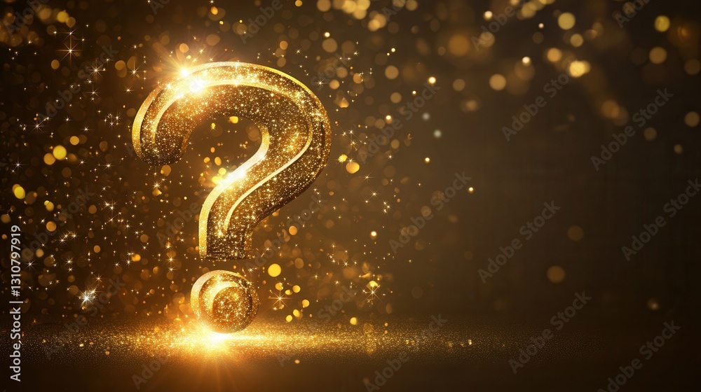 Leinwandbilder Glowing minimalist question mark icon with light bursts in modern flat style showcasing curiosity and inquiry in an abstract design