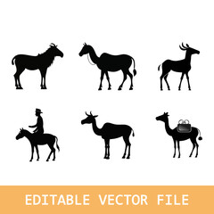 Eid al adha mubarak card with goat, camel, and mosque