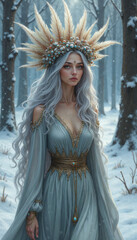 Obraz premium princess with a crown of feathers