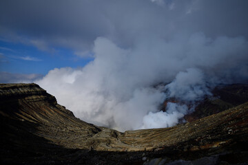 Crater of Mount Aso, Kumamoto Prefecture, Japan / 阿蘇山の火口　熊本県　日本