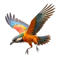 Obraz premium Colorful Bird in Flight, Isolated on White