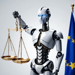 Naklejka premium AI Robot Justice