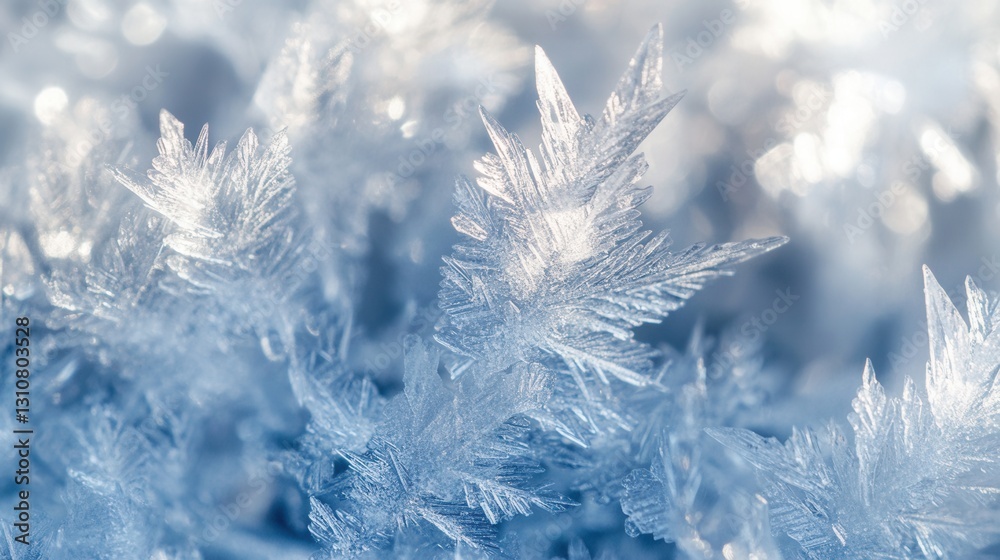 Fototapete Frozen ice crystals create a subtle reflection and abstract frost effect reflecting soft winter aesthetics in a delicate winter landscape