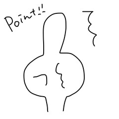 重要　ポイント　シンプルな指差ししている手の線画イラスト