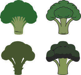 Set of Broccoli vegetable icon Vector on white background.