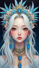 princess with a crown of feathers