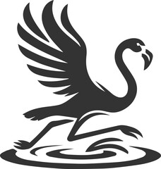 Silhouette of a flamingo taking off from the water animal vector