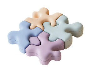 Fototapeta premium 3D Pastel Puzzle Pieces in Soft Harmony On Transparent Background Generative Ai