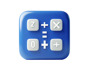 Fototapeta premium 3D Rendered Blue Calculator Icon with Mathematical Symbols On Transparent Background Generative Ai