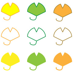 9種のイチョウの葉