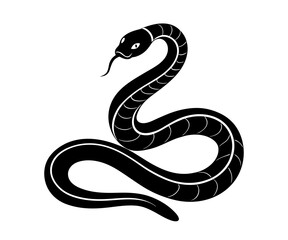 Snake black silhouette isolated on white background. Vector illustration