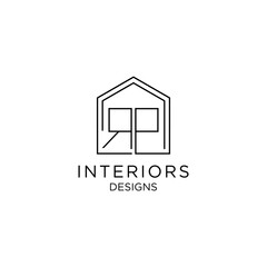 simple luxury interior home logo.initial RP logo flat home design vector
