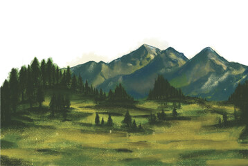 Naklejka premium mountain watercolor background