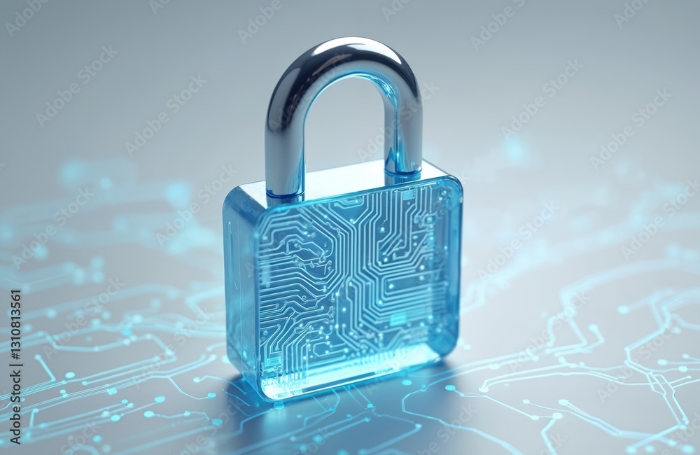 Leinwandbilder padlock icon with circuit board background. generative ai tech security. digital data protection, pr
