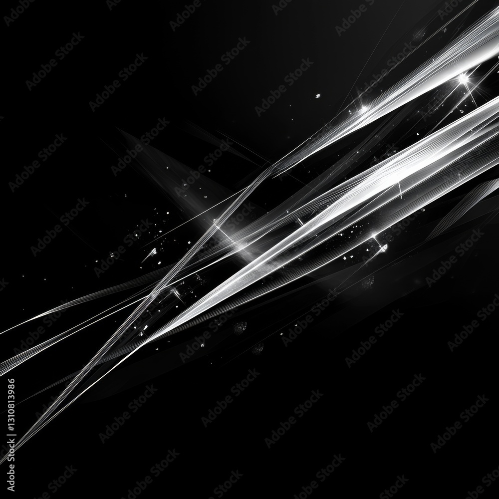 Poster Abstract Black and White: Gleaming Lines and Sparse Speckles in a Minimalist Composition for Modern Aesthetics