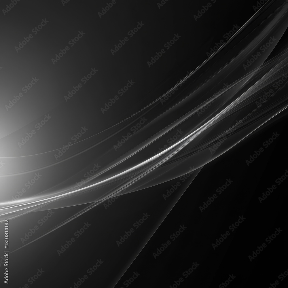 Aufkleber abstract white flowing lines on black background - modern graphic design element