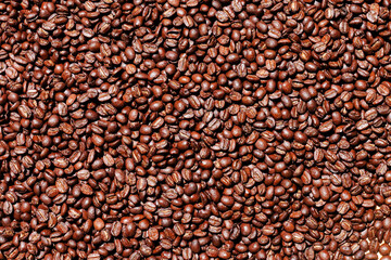 roasted coffee beans background, brown coffee beans.