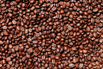 roasted coffee beans background, brown coffee beans.