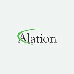 modern letter Alation text word logo design vector for finance with dynamic line