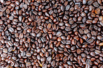 roasted coffee beans background, brown coffee beans.