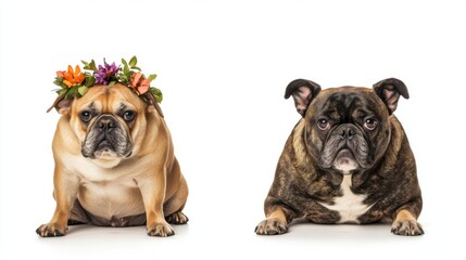 Obraz premium two adorable french bulldogs posing for the camera