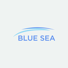blue sea logo design with abstract wave  icon .sea horizon vector